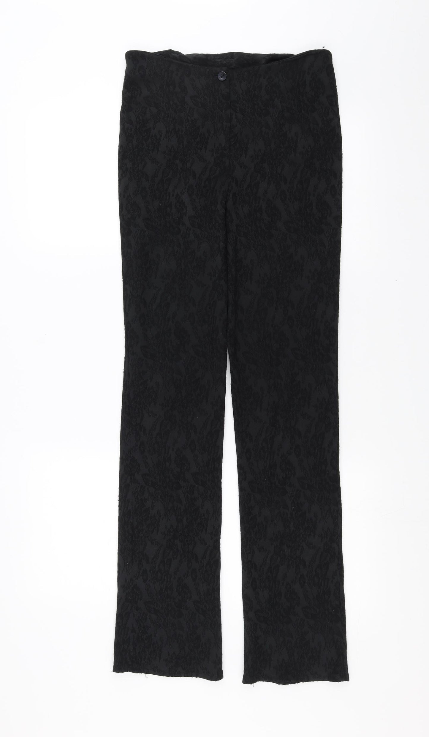 Charlotte Halton Womens Black Floral  Trousers  Size 10 L29 in - Bootcut lace detail