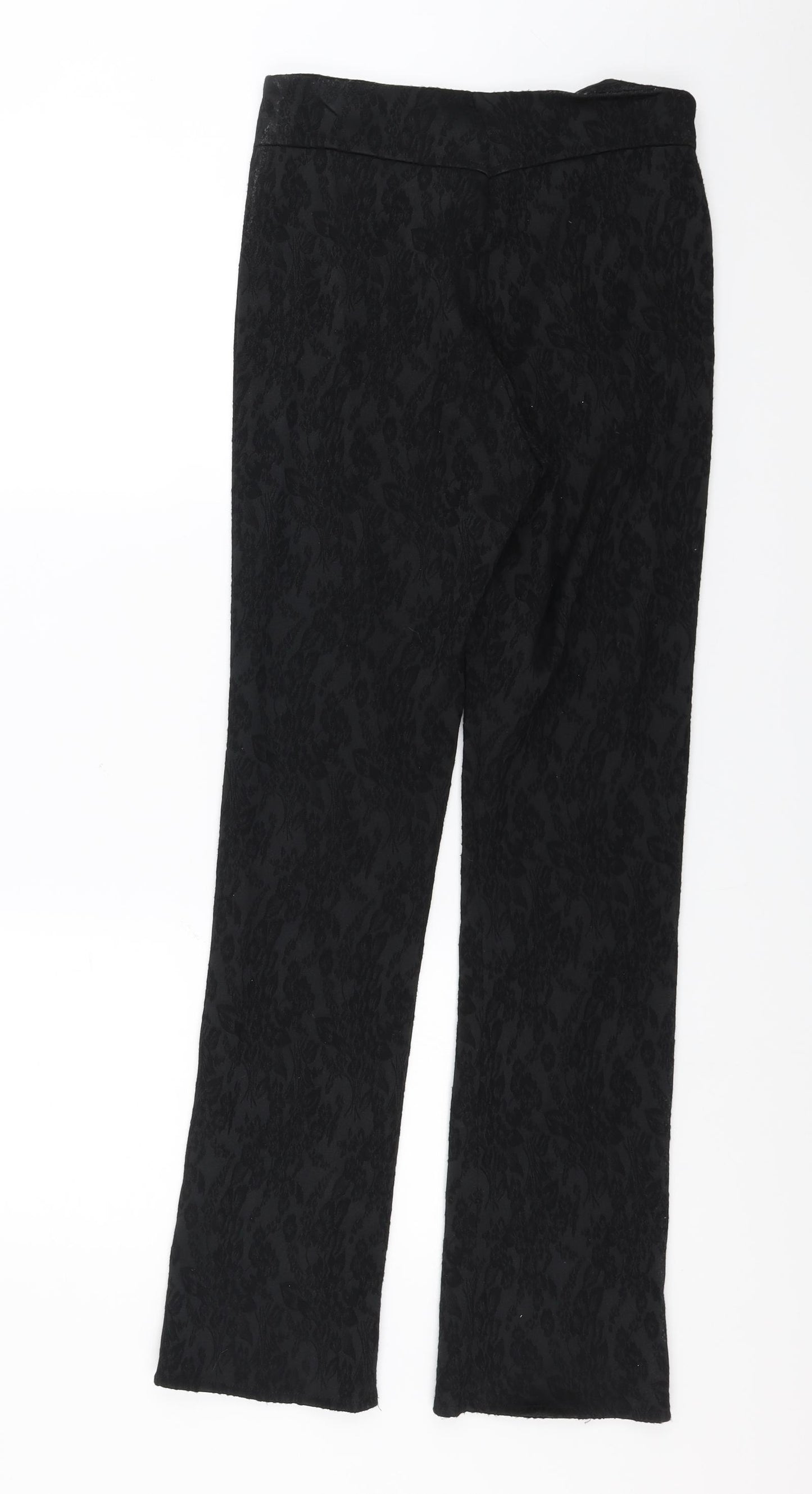 Charlotte Halton Womens Black Floral  Trousers  Size 10 L29 in - Bootcut lace detail