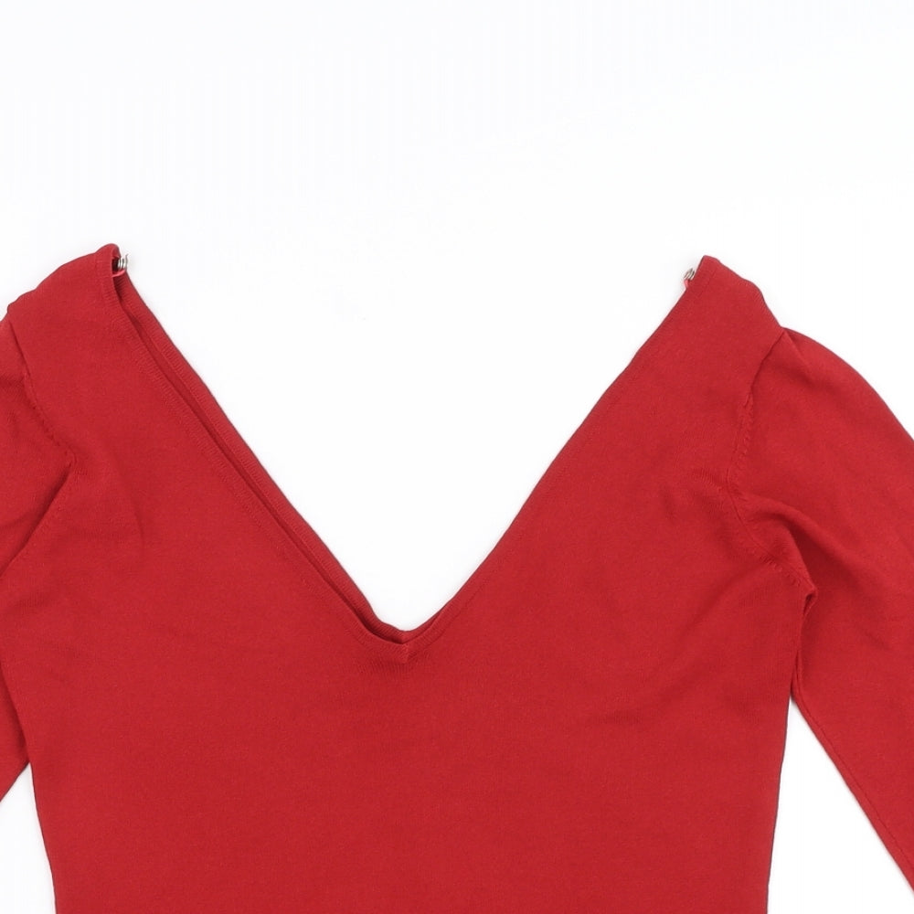 Zara Womens Red   Pullover Jumper Size M
