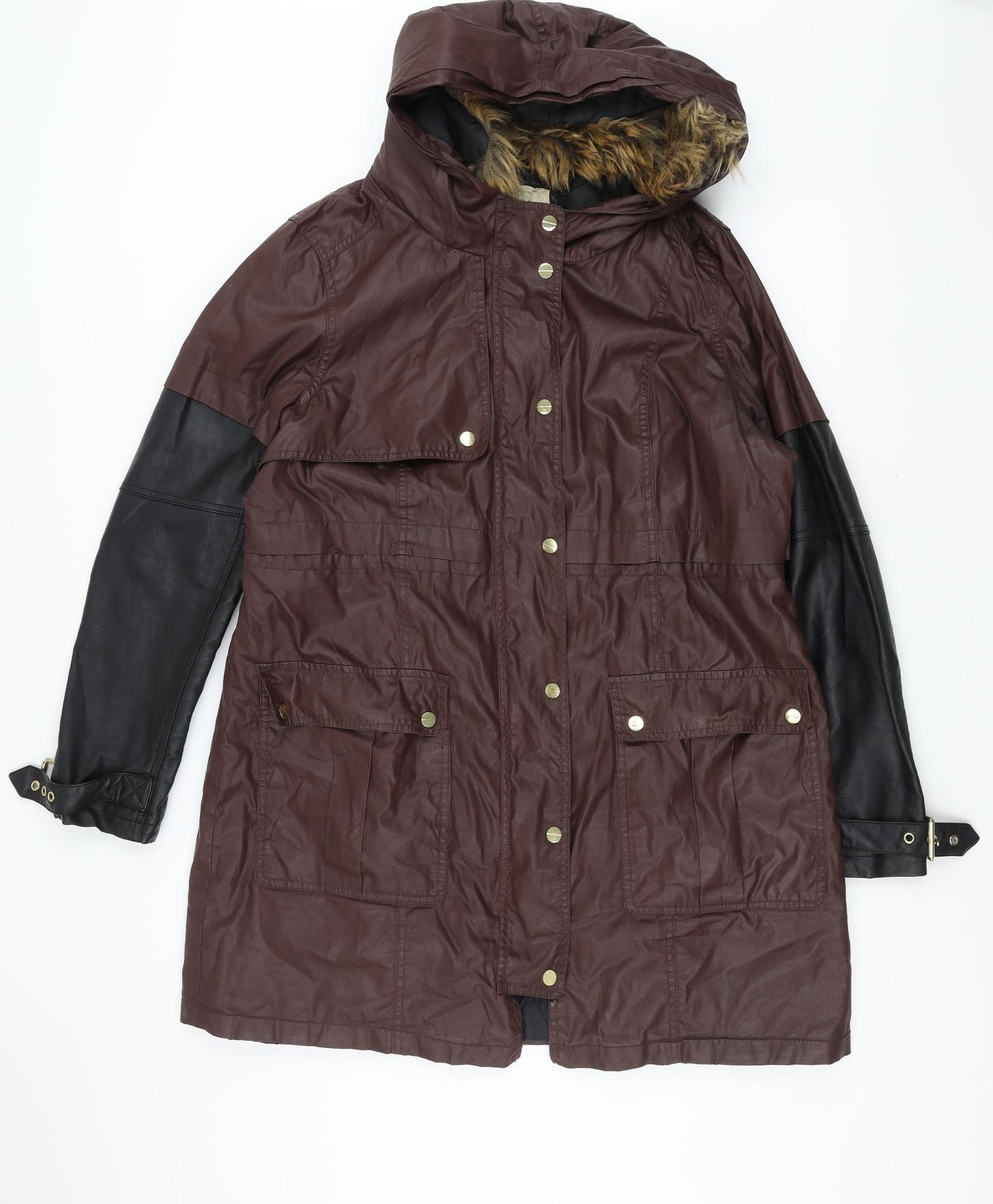 River Island Womens Purple   Parka Coat Size 16  - burgundy