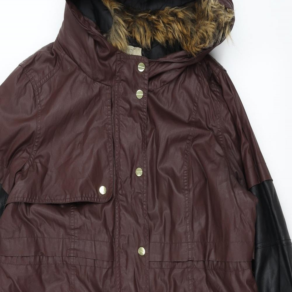 River Island Womens Purple   Parka Coat Size 16  - burgundy