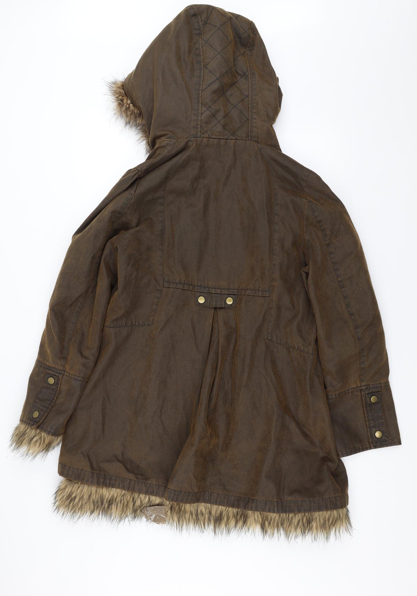South Womens Brown   Parka Coat Size 10  - FUR TRIM