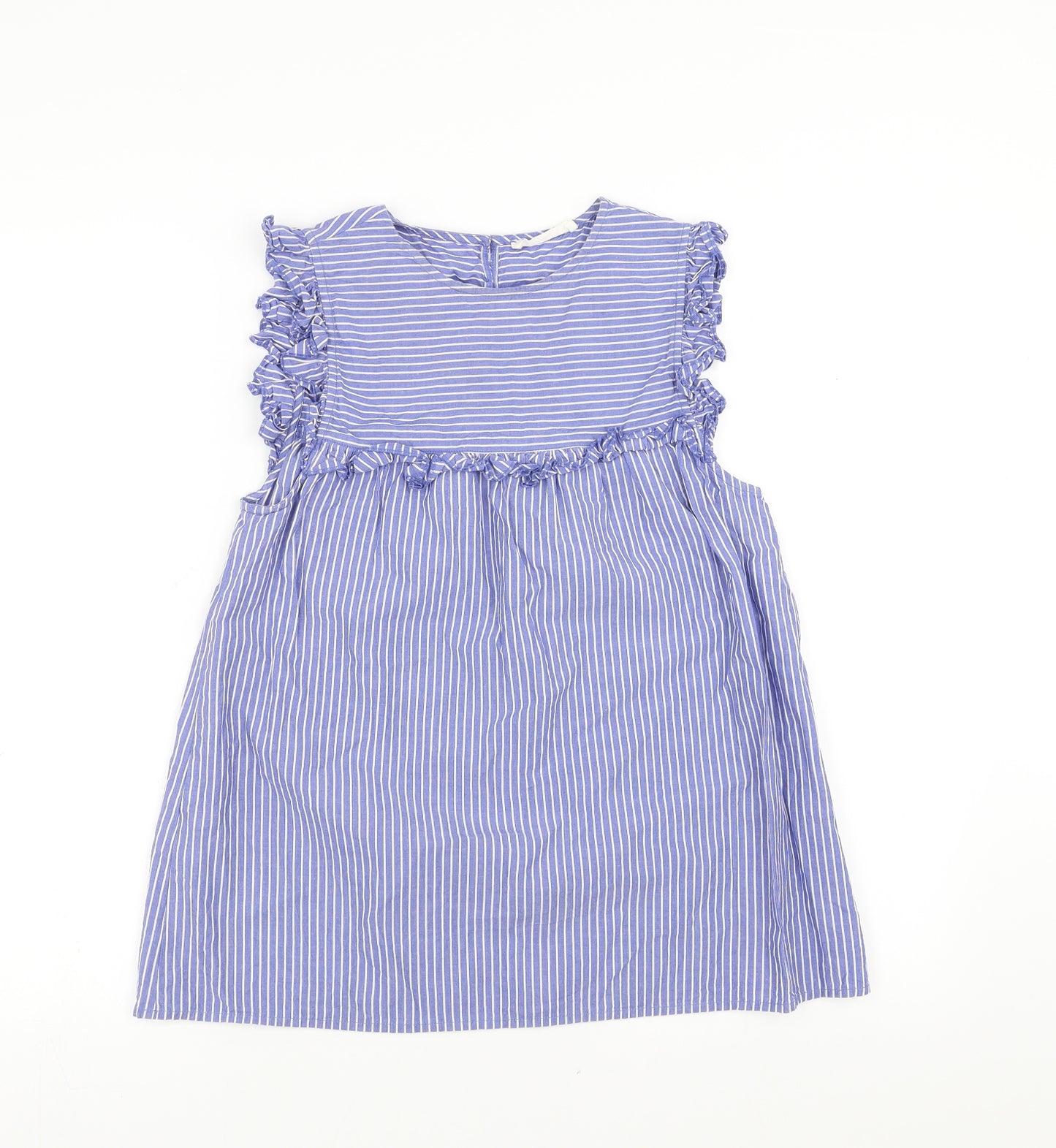 Mango Womens Blue Striped  Basic Blouse Size S