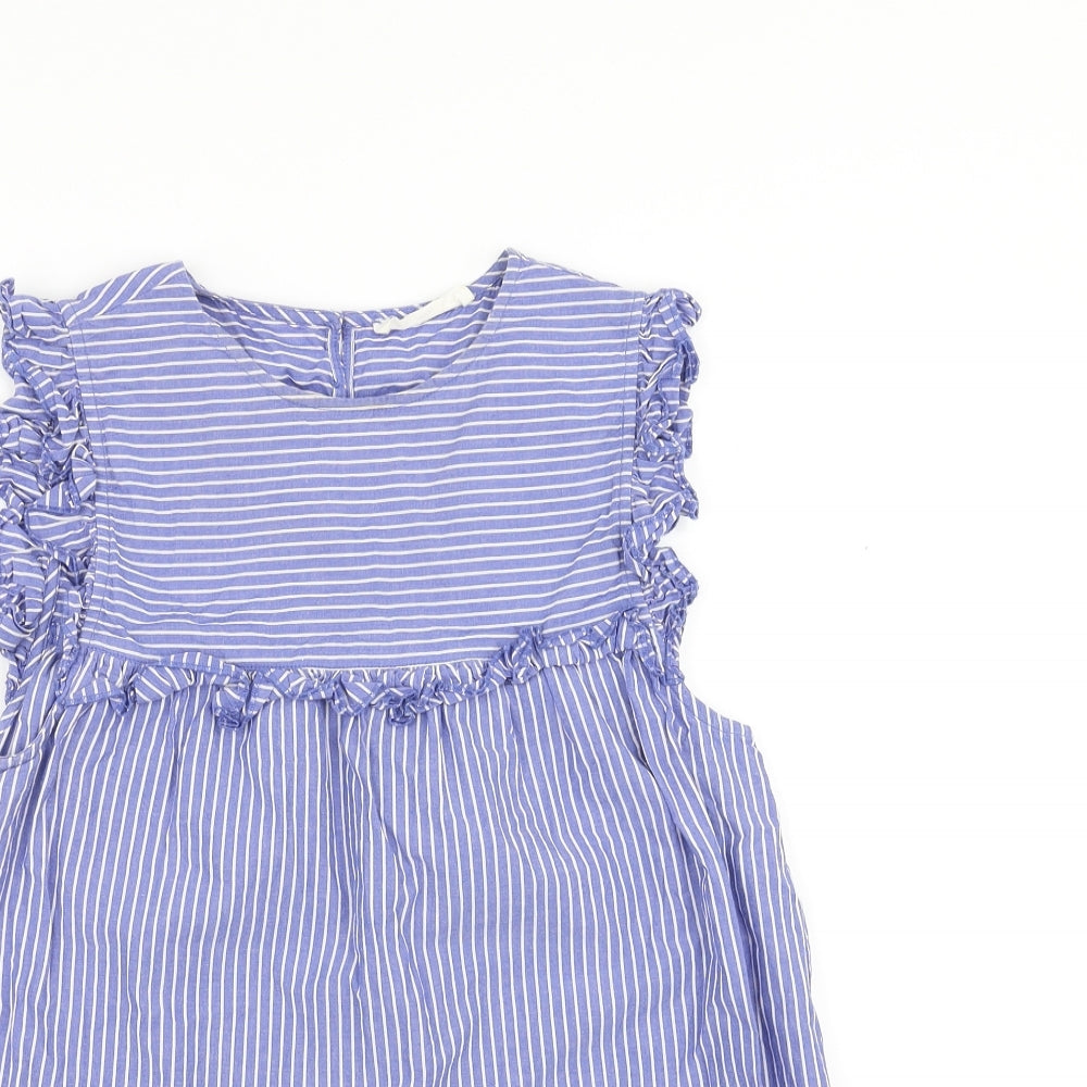 Mango Womens Blue Striped  Basic Blouse Size S