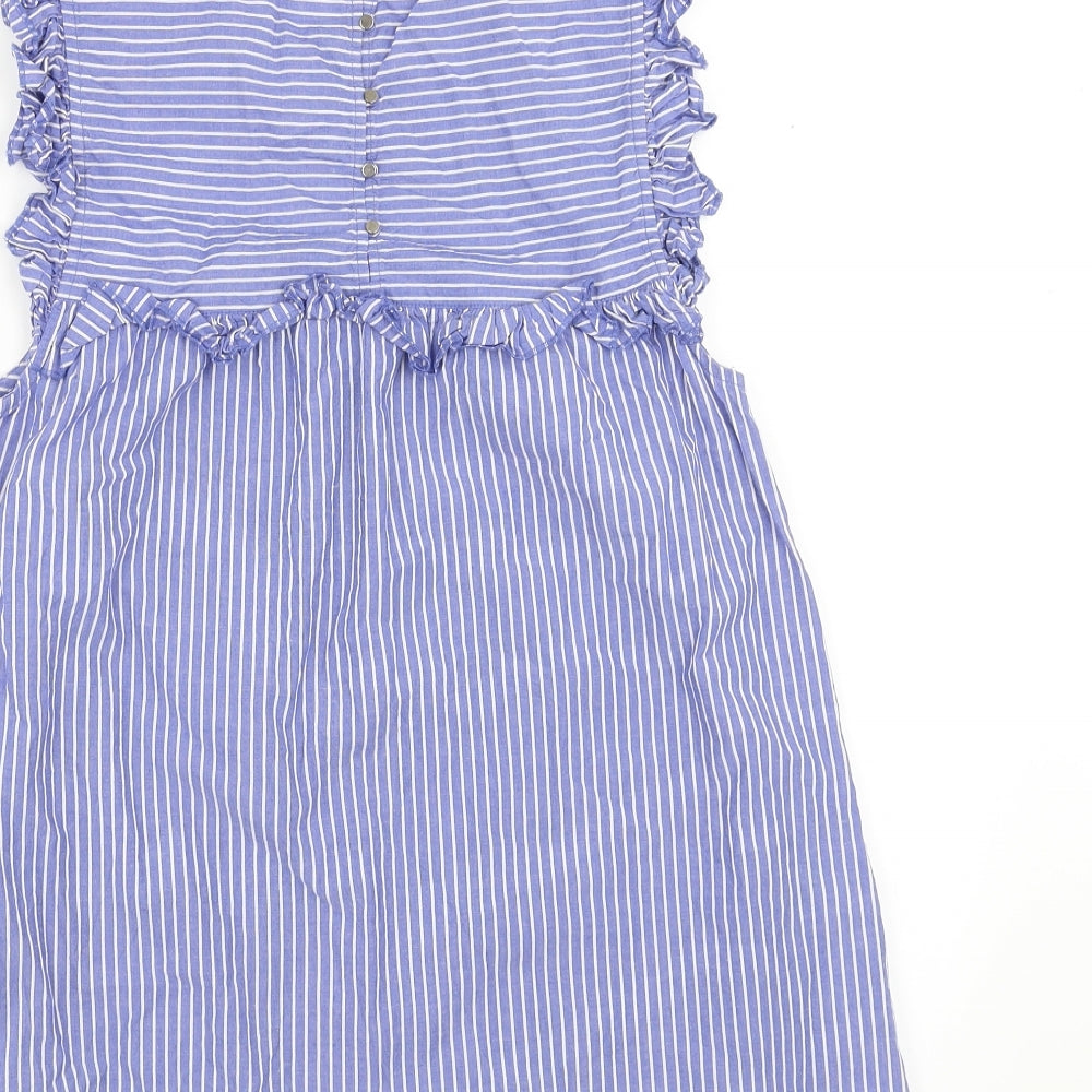 Mango Womens Blue Striped  Basic Blouse Size S