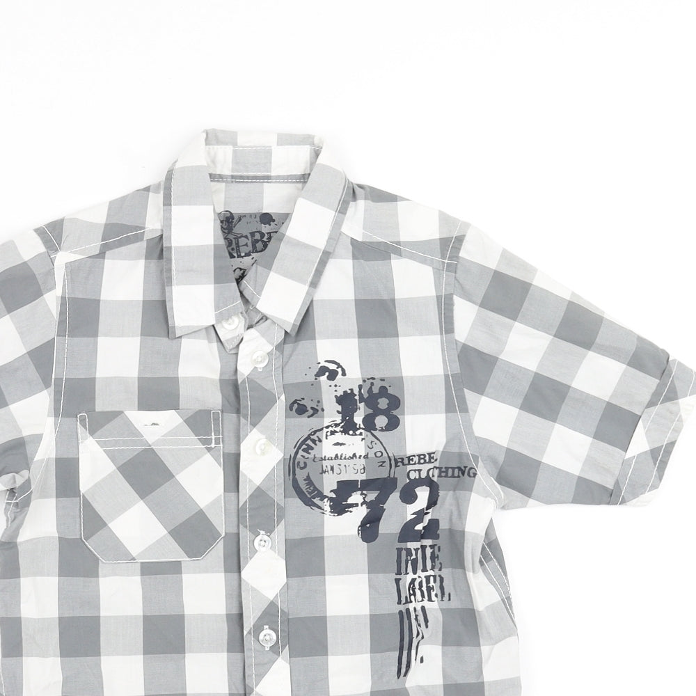 Rebel Boys Grey Check  Basic Button-Up Size 7-8 Years