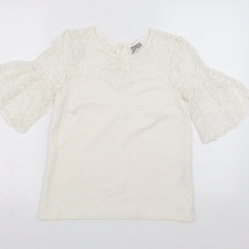 ASOS Womens White   Basic Blouse Size 8  - floral lace detail