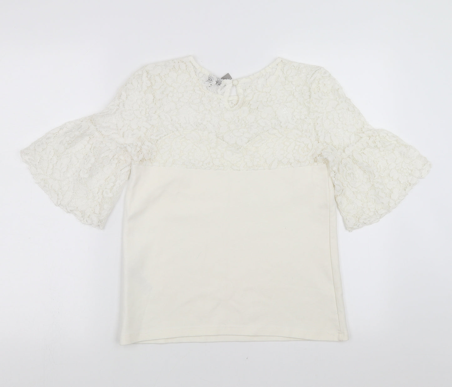 ASOS Womens White   Basic Blouse Size 8  - floral lace detail