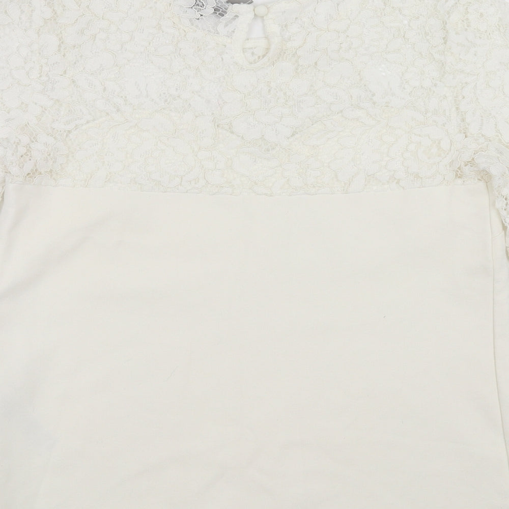 ASOS Womens White   Basic Blouse Size 8  - floral lace detail