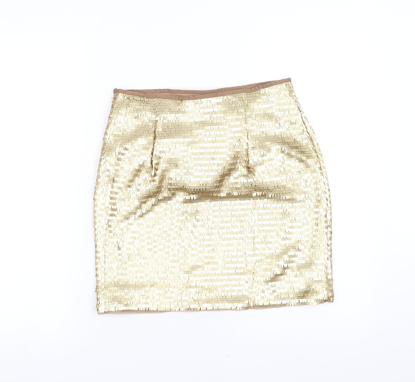 H&M Womens Gold   A-Line Skirt Size 10  - Sequin
