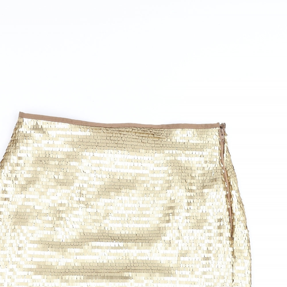 H&M Womens Gold   A-Line Skirt Size 10  - Sequin