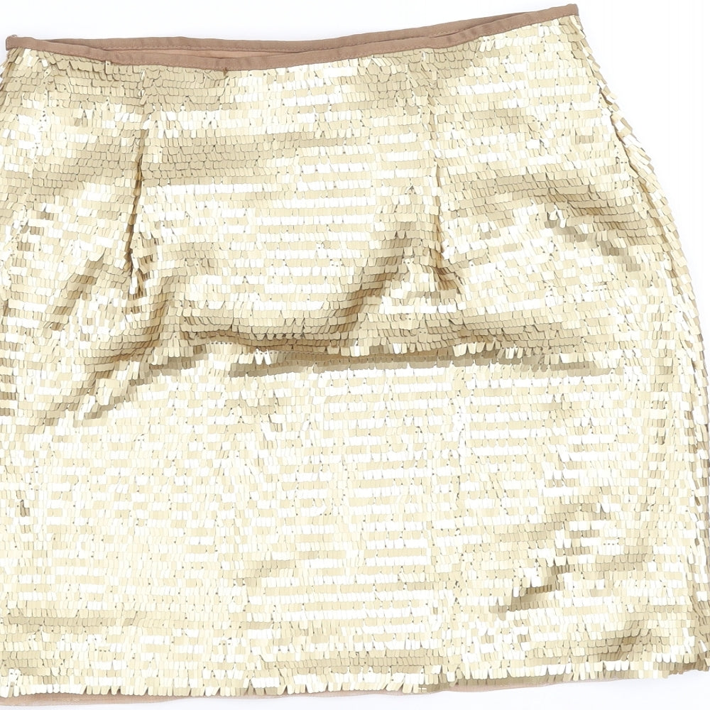 H&M Womens Gold   A-Line Skirt Size 10  - Sequin