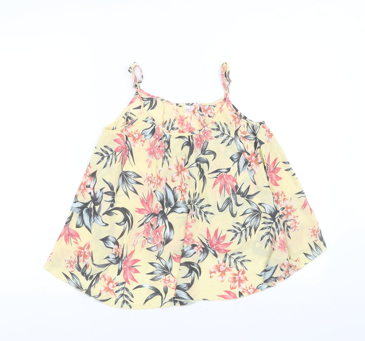 H&M Womens Yellow Floral Camisole Blouse Size 4