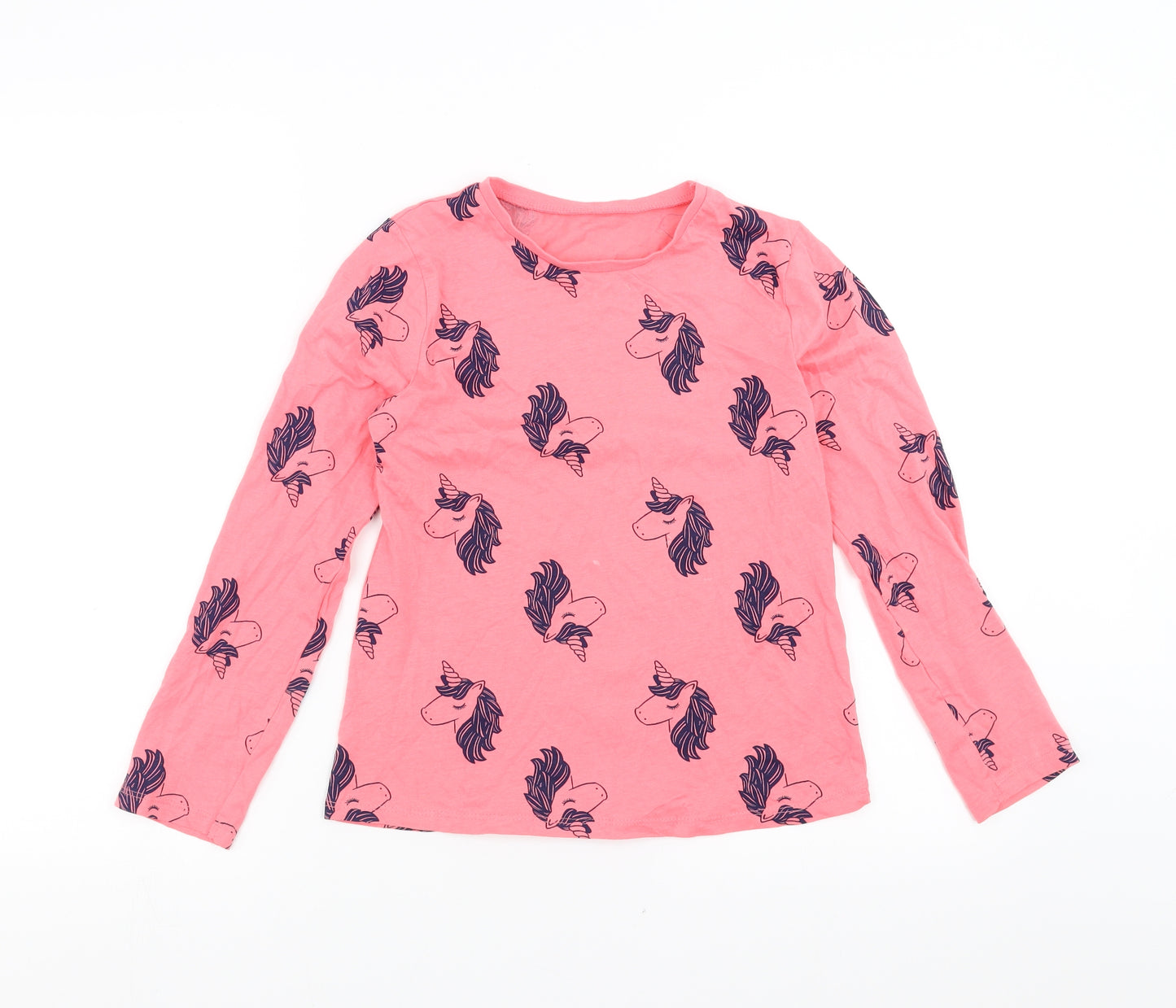 George Girls Pink Solid  Top Pyjama Top Size 10-11 Years  - unicorn
