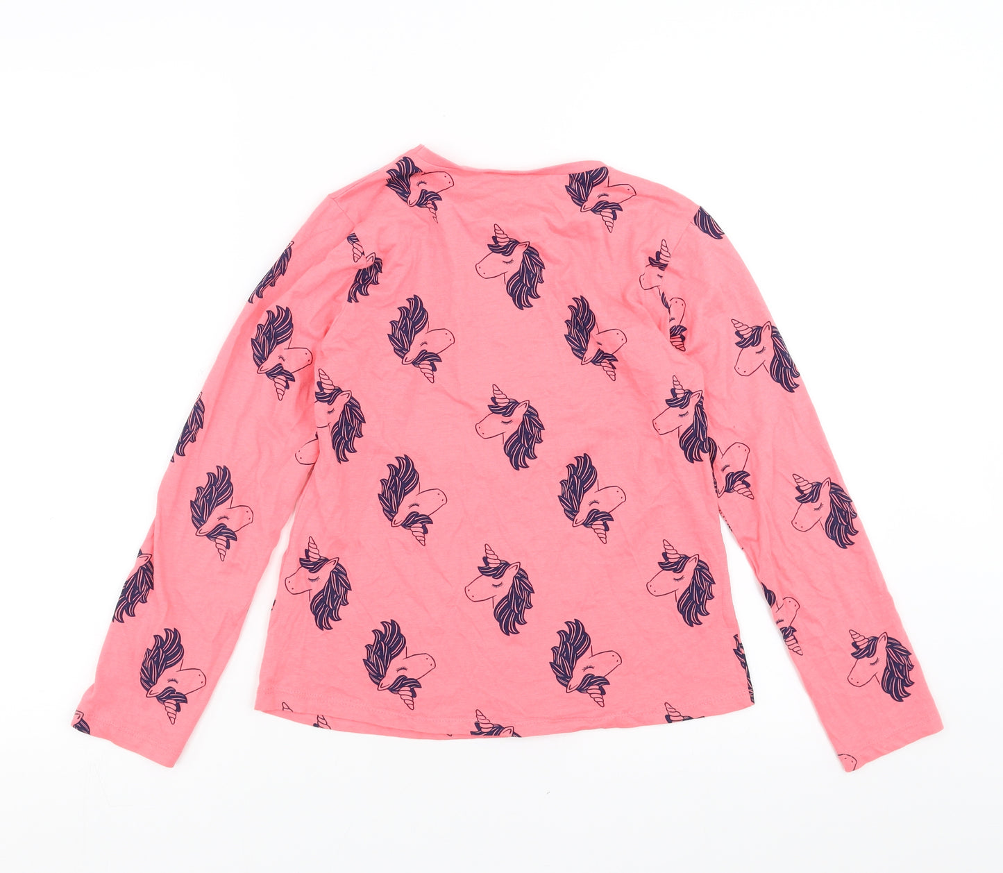 George Girls Pink Solid  Top Pyjama Top Size 10-11 Years  - unicorn