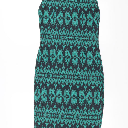 Quiz Womens Green Geometric  Tank Dress  Size 10