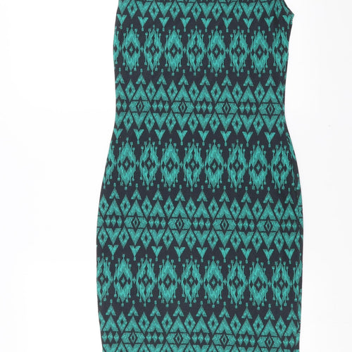 Quiz Womens Green Geometric  Tank Dress  Size 10