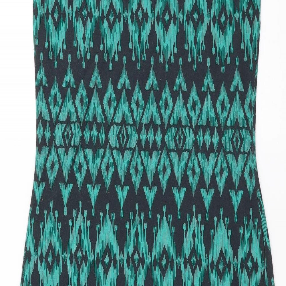 Quiz Womens Green Geometric  Tank Dress  Size 10