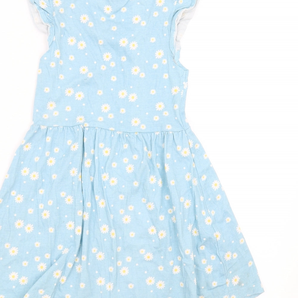 Primark Girls Blue Floral  Fit & Flare  Size 6-7 Years