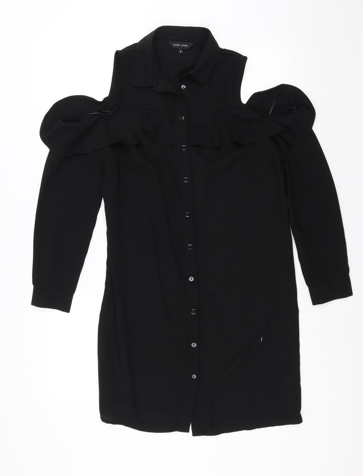 New Look Womens Black   Shirt Dress  Size 8  - cold shoulder