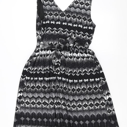 MELA Womens Black Geometric  Fit & Flare  Size 10