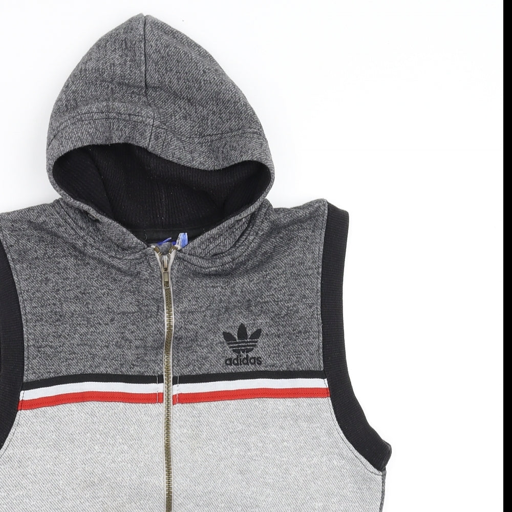 adidas Boys Grey   Full Zip Hoodie Size 13 Years