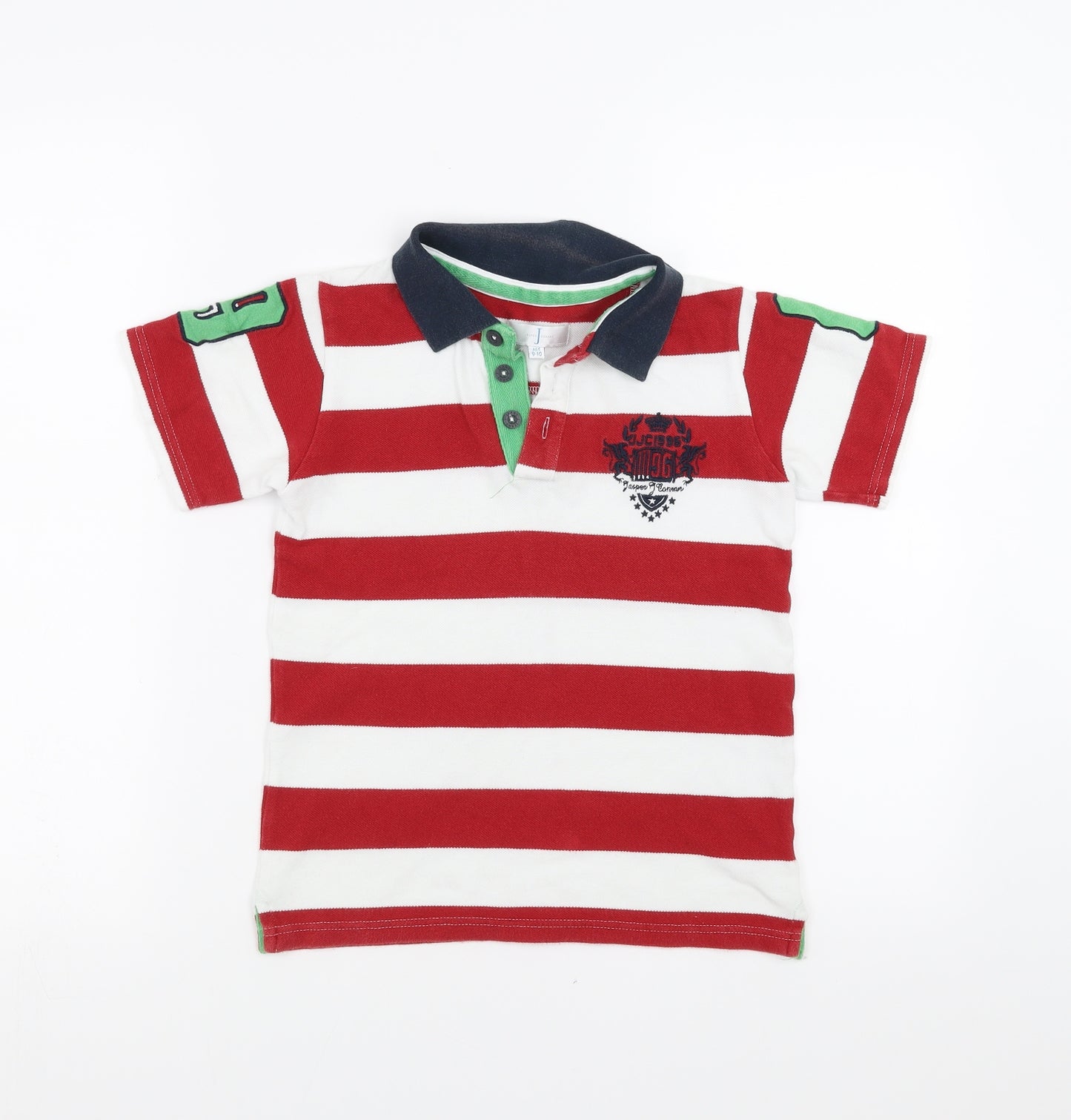 Jasper Conran Boys Red Striped  Basic Polo Size 9-10 Years