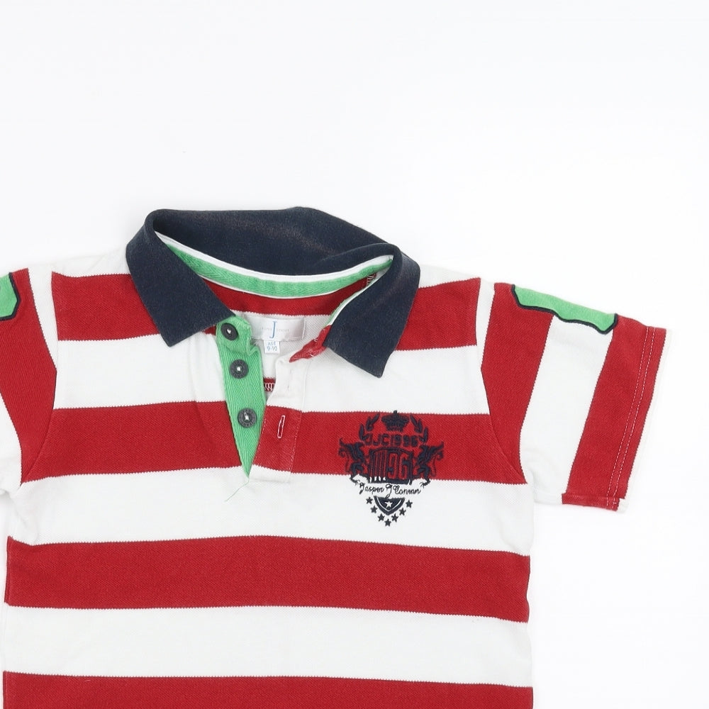 Jasper Conran Boys Red Striped  Basic Polo Size 9-10 Years