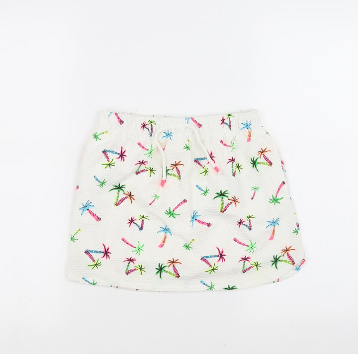 NEXT Girls White A-Line Skirt Size 9 Years - palm trees