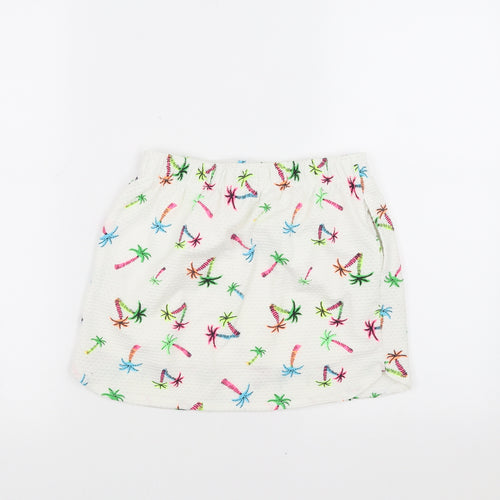 NEXT Girls White   A-Line Skirt Size 9 Years - palm trees