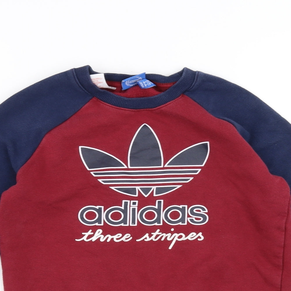 adidas Boys Purple   Pullover Sweatshirt Size 9-10 Years  - burgundy