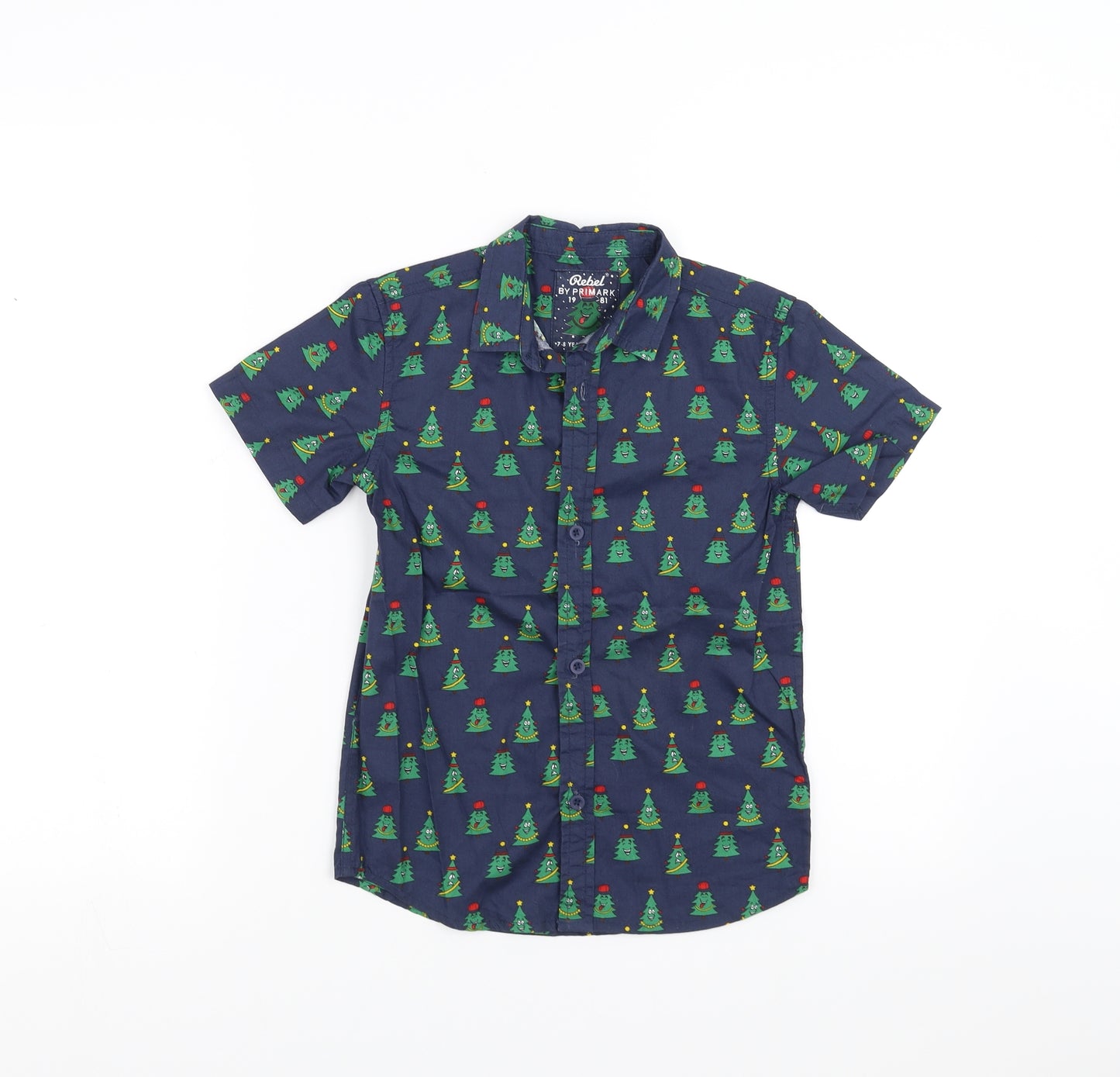 Primark Boys Blue   Basic Button-Up Size 7-8 Years  - christmas