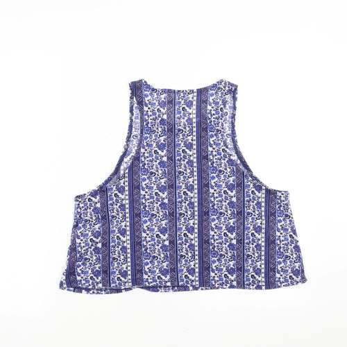 Divided by H&M Womens Blue Floral  Cropped Tank Size M