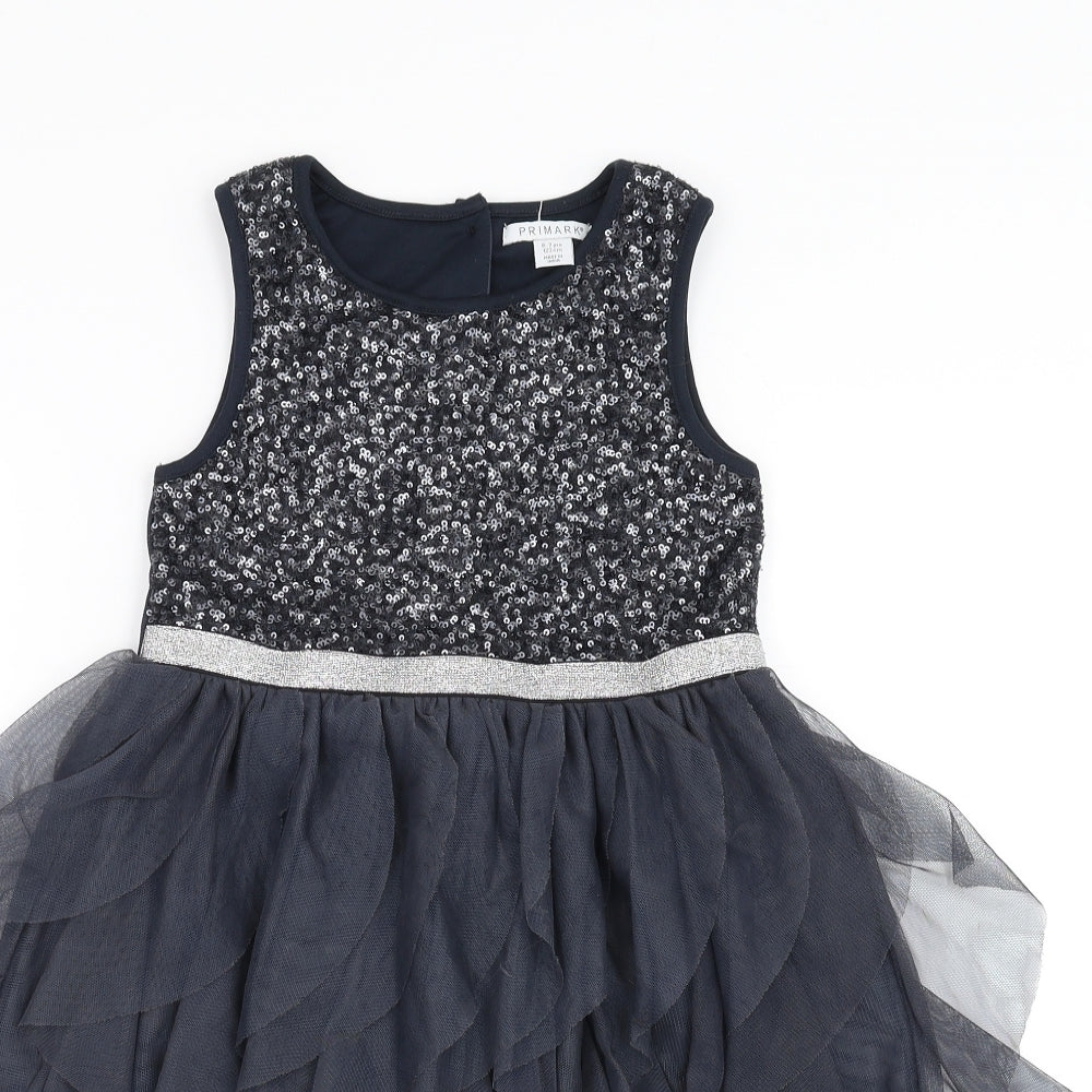 Primark Girls Blue   Ball Gown  Size 6-7 Years  - Sequin