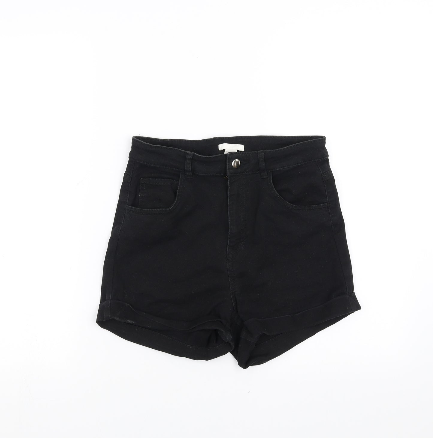 H&M Womens Black  Denim Hot Pants Shorts Size 12