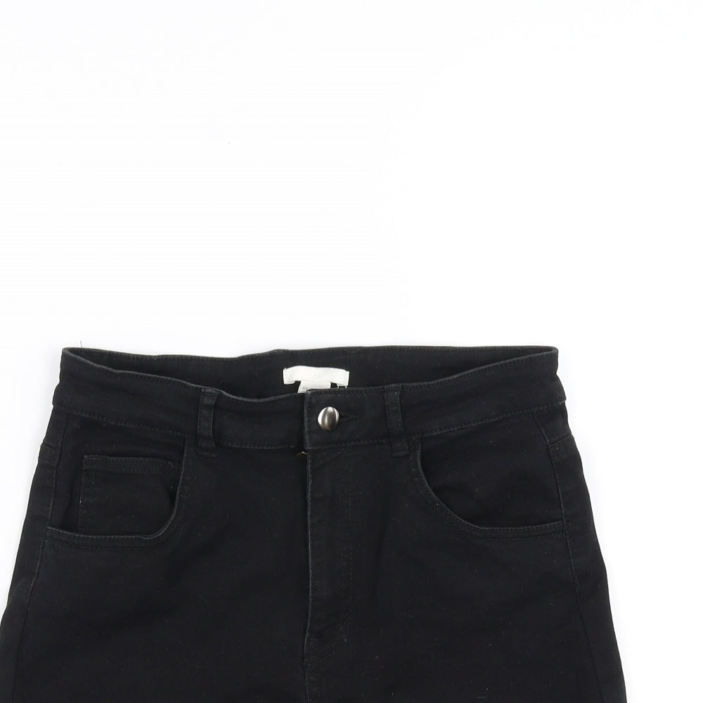H&M Womens Black  Denim Hot Pants Shorts Size 12