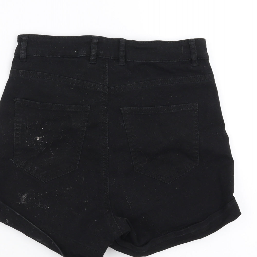 H&M Womens Black  Denim Hot Pants Shorts Size 12