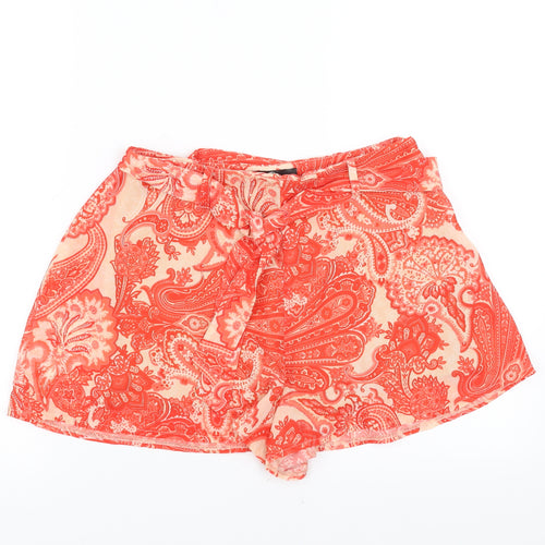 Missguided Womens Red Paisley  Hot Pants Shorts Size 10