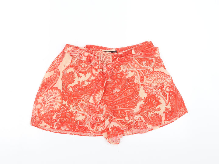 Missguided Womens Red Paisley  Hot Pants Shorts Size 10