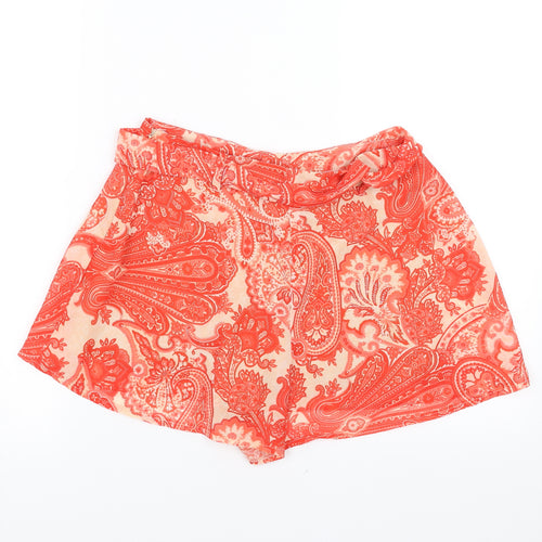 Missguided Womens Red Paisley  Hot Pants Shorts Size 10