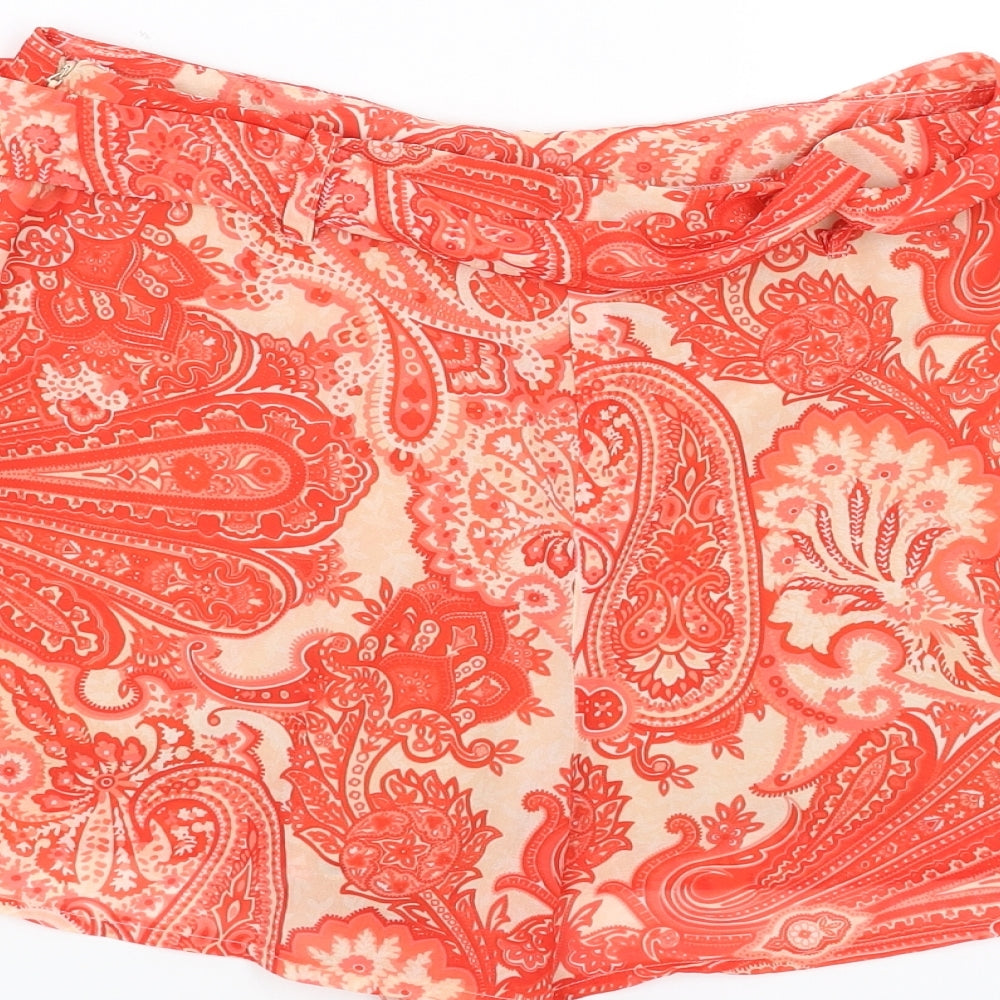 Missguided Womens Red Paisley  Hot Pants Shorts Size 10