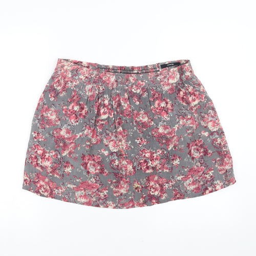 George Womens Grey Floral  A-Line Skirt Size 12