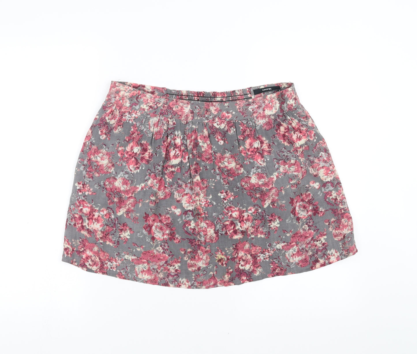 George Womens Grey Floral  A-Line Skirt Size 12