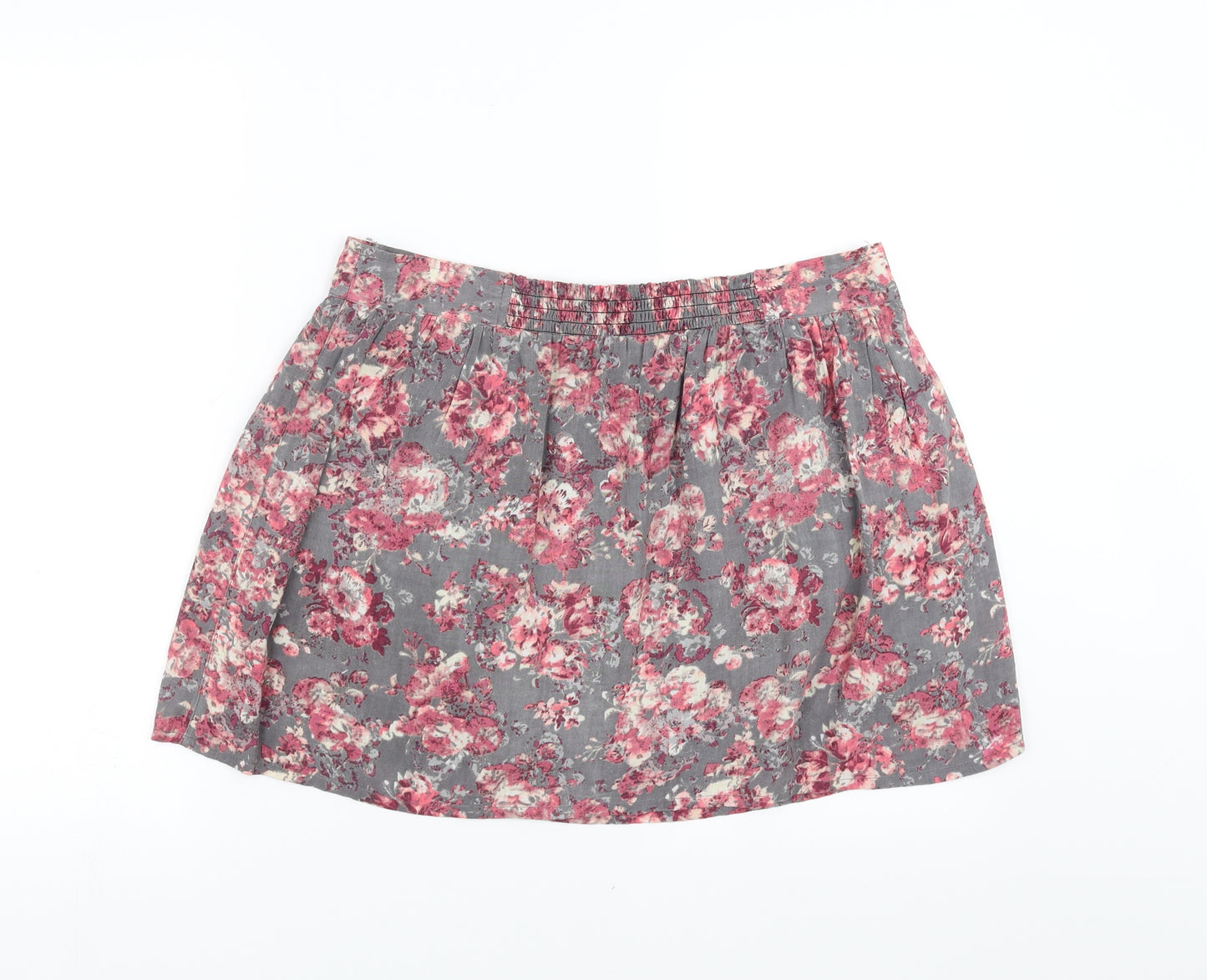 George Womens Grey Floral  A-Line Skirt Size 12