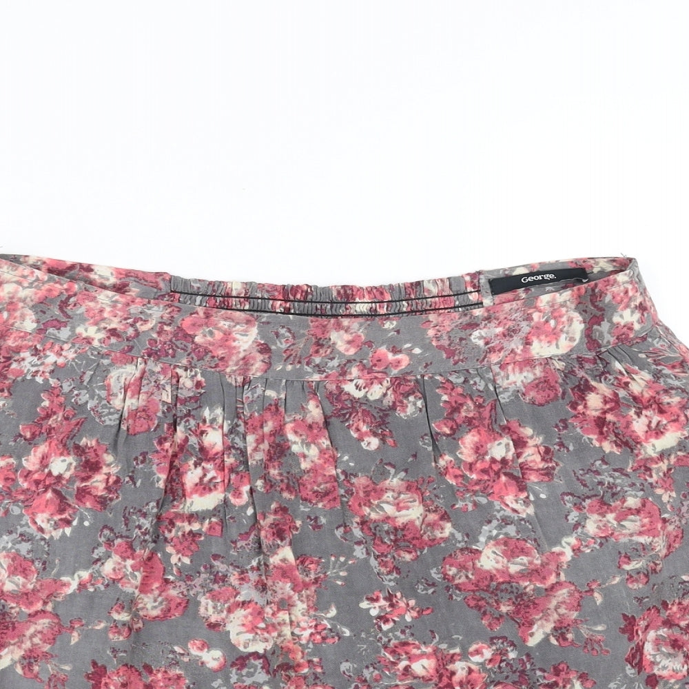 George Womens Grey Floral  A-Line Skirt Size 12