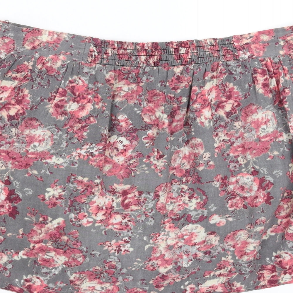 George Womens Grey Floral  A-Line Skirt Size 12