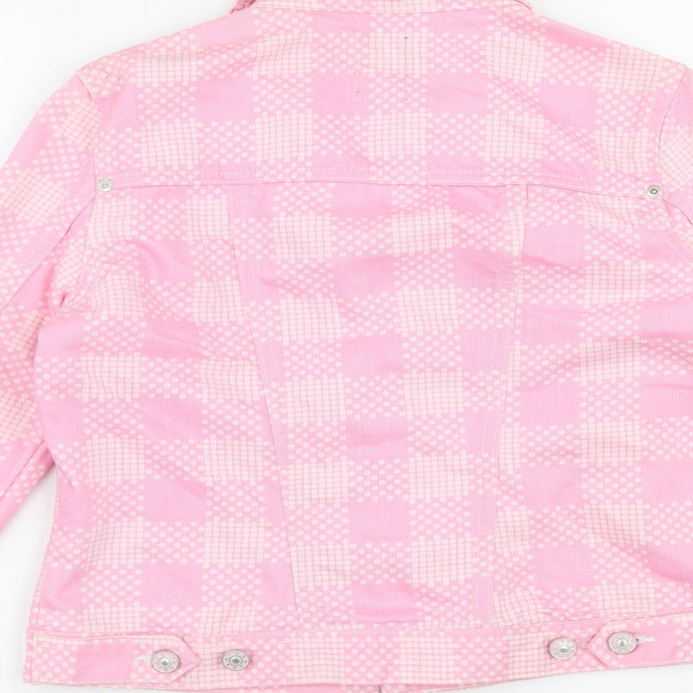 River Island Womens Pink Floral Denim Jacket  Size 10
