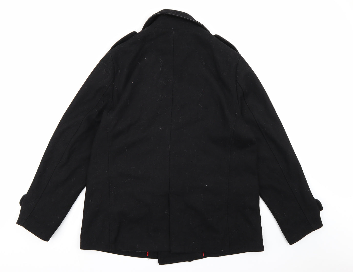 Jeff Banks Mens Black  Fleece Pea Coat Coat Size XL