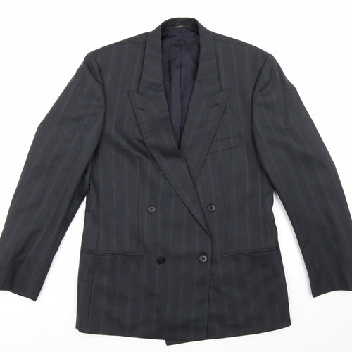 Carpini Mens Grey Striped Rayon Jacket Suit Jacket Size 40