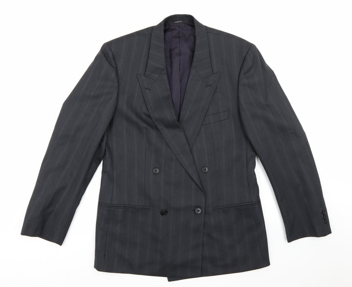 Carpini Mens Grey Striped Rayon Jacket Suit Jacket Size 40